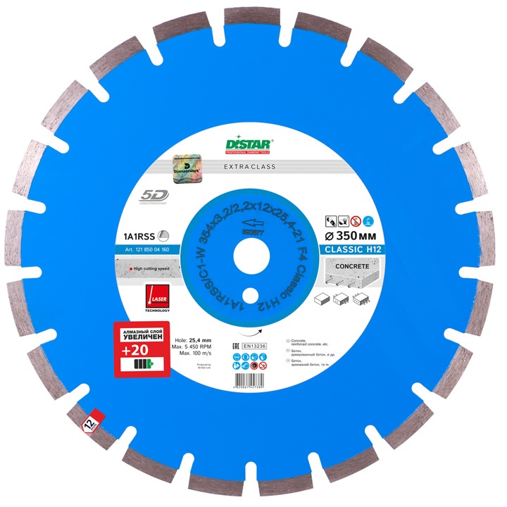 Диск алмазный DISTAR 354х25.4 1A1RSS/C1-W Classic H12 сегмент 12185004160
