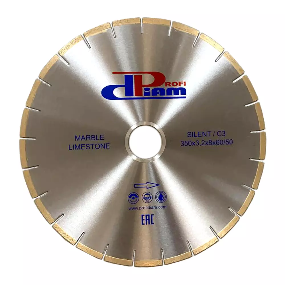 Алмазный отрезной диск PROFIDIAM Marble бесшумный Ø350x3,2x8x60/50 02258
